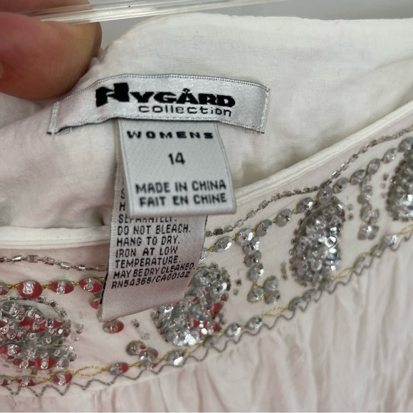 Peter Nygard NWT Size 14 White Sequin Waist Flowy Maxi Skirt Gauzy Layered - Picture 10 of 11